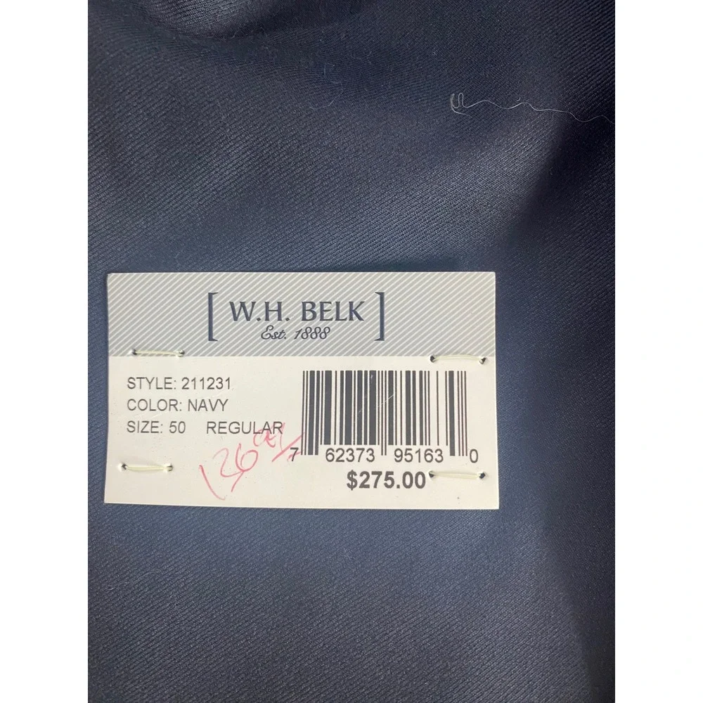 W.H. Belk Mens Navy Super‎ 120s Wool Blazer Sport Coat 50R NWT 211231 FLAW